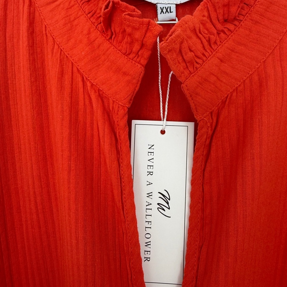 Never A Wallflower Dress Cotton Puff Sleeves Pockets 100% Cotton NWT - Picture 5 of 9